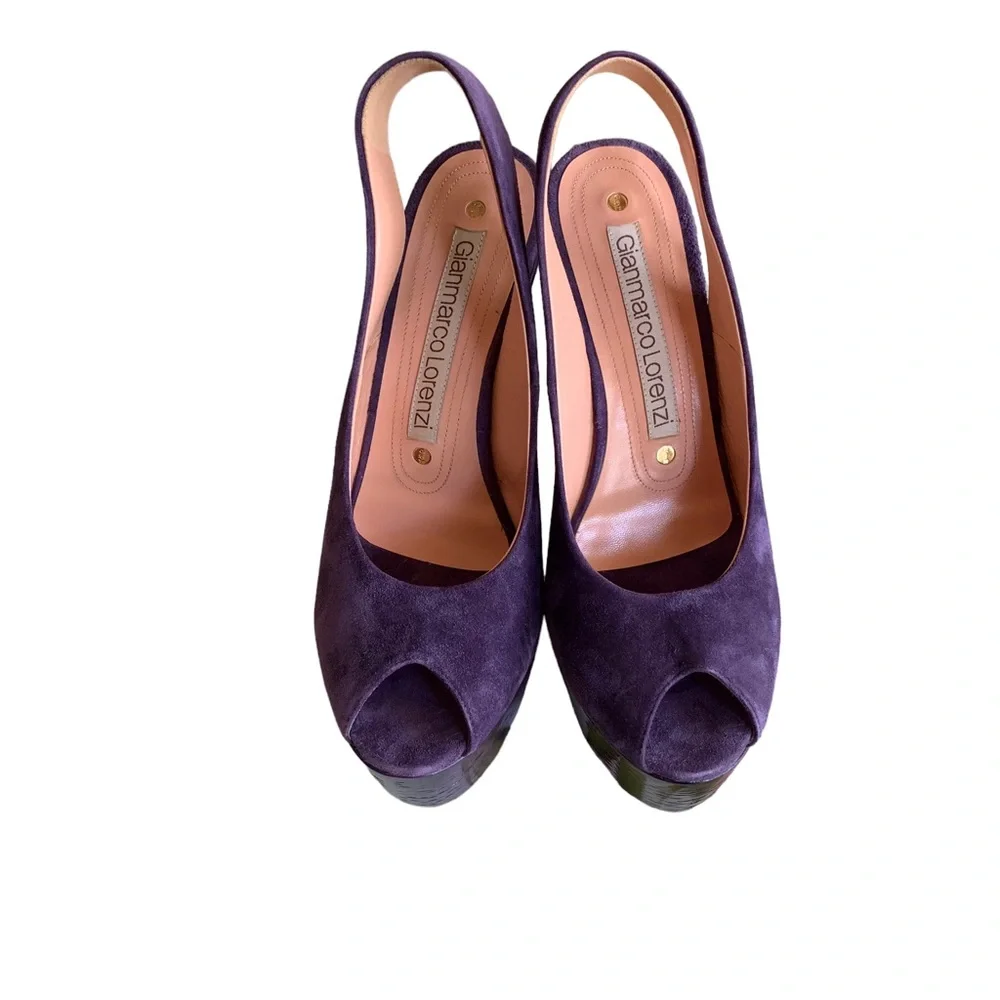 GIANMARCO LORENZI PURPLE SUEDE PLATFORM WEDGE